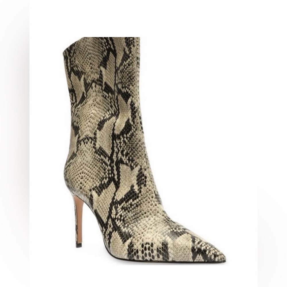 Schutz Mary Snake Print Pointed Toe Stiletto Ankle Boots Size 5.5